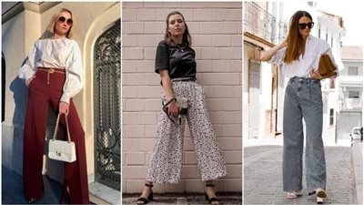 أفكار لتنسيق البنطلون الواسع مع موضة 2021