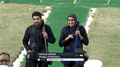 بمشاركة «ماجي عشماوي».. مصر تحصد فضية كأس العالم للرماية.. صور