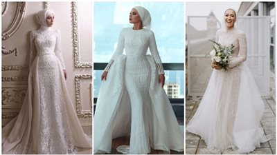 لـ« العرائس».. أحدث صيحات فساتين الزفاف للمحجبات في 2021