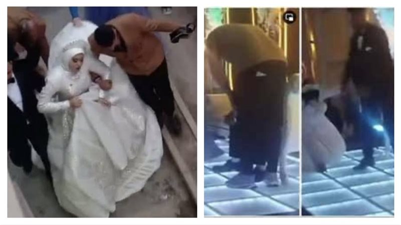 عريس يسحل عروسه في