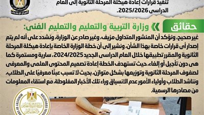 مجلس الوزراء يكشف حقيقة تأجيل تنفيذ قرارات إعادة هيكلة المرحلة الثانوية