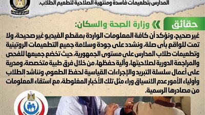 الحكومة تكشف حقيقة إمداد المدارس بتطعيمات فاسدة ومنتهية الصلاحية لتطعيم الطلاب
