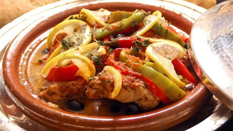 طاجن السمك بالخضار