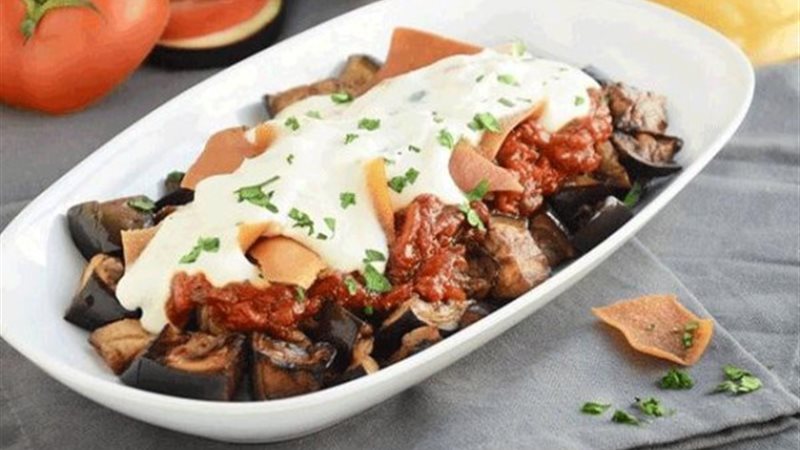 فتة الباذنجان بالطحينة