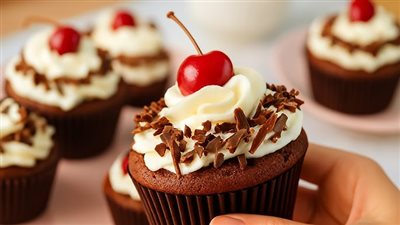 حضريه لأطفالك.. طريقة عمل كب كيك الشوكولاتة بالكرز