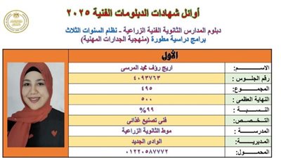 «هيرنيوز» ينشر بالصور والأسماء أوائل الدبلومات الفنية 2025