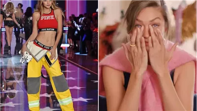 سر بكاء جيجي حديد على منصة “فيكتوريا سيكريت”