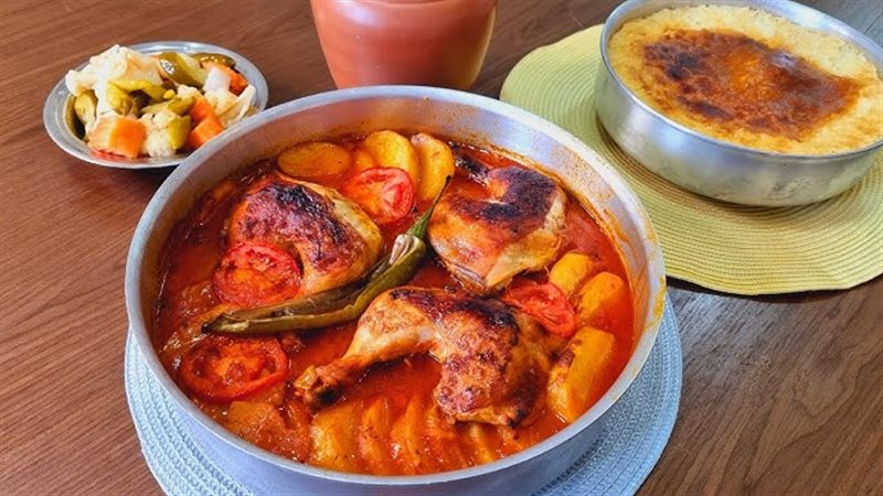 طريقة عمل صينية الفراخ بالبصل المكرمل والبطاطس