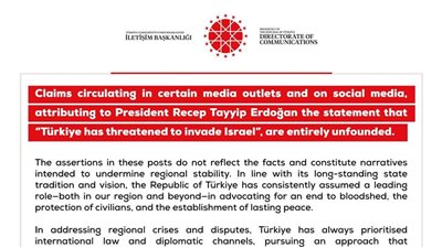 تركيا تنفي مزاعم تهديدها لإسرائيل وتؤكد التزامها بالسلام والاستقرار الإقليمي