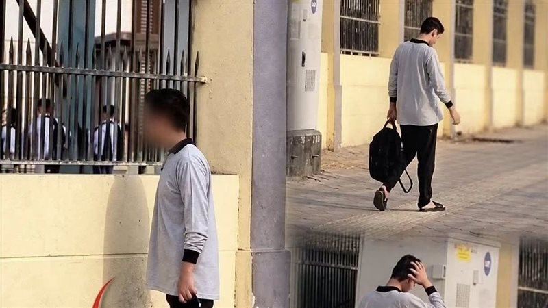 طالب الحذاء في أول يوم مدرسة 