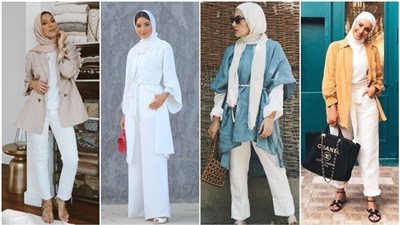 للمحجبات.. تألقي مع البنطلون الأبيض فى صيف 2021