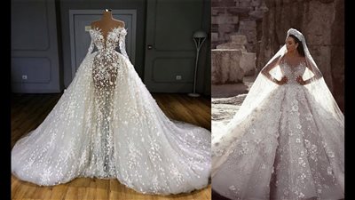 موضة صيف 2021| أحدث فساتين الزفاف المزينة بالأحجار الكريمة| صور