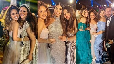 رنا رئيس ترقص مع بنات أحمد زاهر في حفل زفاف شقيقتها| فيديو وصور
