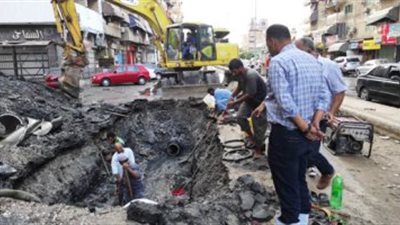 محافظة الجيزة تعلن الانتهاء من إصلاح كسر ماسورة المياه بشارع السودان