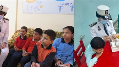 ضابطات توزع حلاوة المولد النبوي على الأطفال بدور رعاية الأيتام