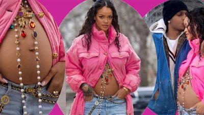 ببطن مكشوف.. ريهانا تكشف عن حملها الأول من صديقها آيساب روكي