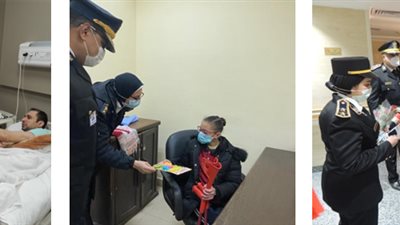 بالورد والهدايا.. الخدمات الطبية تزور المرضى بمستشفيات الشرطة