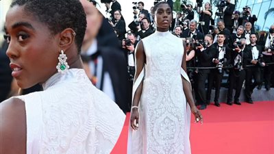 «لاشانا لينش» عارضة الأزياء البريطانية بإطلالة بيضاء بمهرجان كان السينمائي