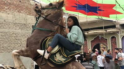 «الفارسة الصغيرة والخيل العربي».. وصلة رقص بالحصان لطفلة في شوارع الدقهلية| فيديو