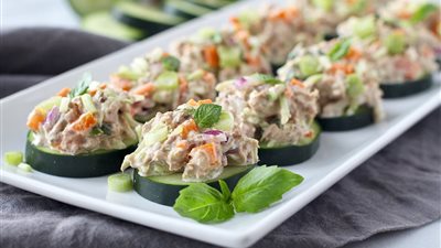 طريقة عمل أكواب الخيار بالتونة للشيف غادة جميل