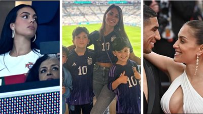 ميسي وكريستيانو ونيمار وحكيمي.. زوجات سوبر ستار في مدرجات قطر