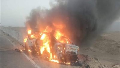 مأساة طريق الواحات| تفحم أسرة كاملة داخل سيارتهم المحترقة (صور)