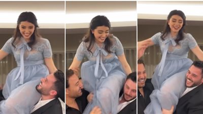 عاصي الحلاني يحمل ابنته على كتفه أثناء حفل خطوبتها (فيديو)