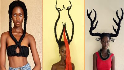 «ليتيتيا كي» فنانة نسوية من إفريقيا تصنع لوحات بخصلات شعرها