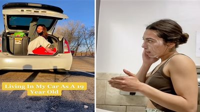 «تستحم في صالة الألعاب» فتاة أمريكية 19 عامًا تستخدم سيارتها كمنزل