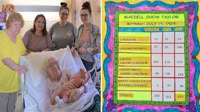 «الست أطاطا الأمريكية» حكاية جدة لديها 623 حفيدًا وتبلغ من العمر 99 عامًا