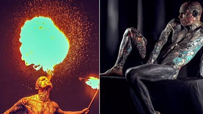 «الأكثر وشمًا في العالم» فرنسي رسم على جسده أوشام بقيمة 57 ألف جنيه إسترليني