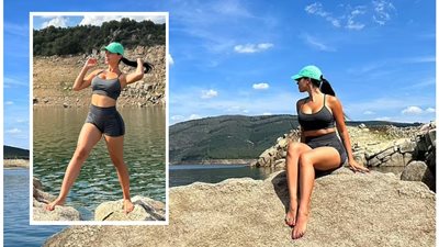 جورجينا رودريجيز تعرض جسدها الممشوق على شواطيء مدريد 