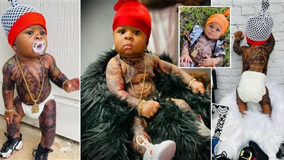 أم مهووسة بالتاتو تملأ جسد طفلها الرضيع بالوشم والمتابعين: بتربي سفاح