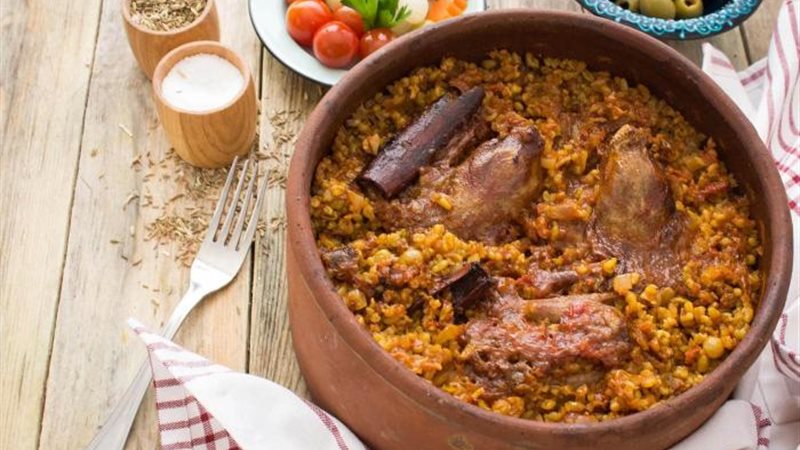 طاجن فريك باللحمة