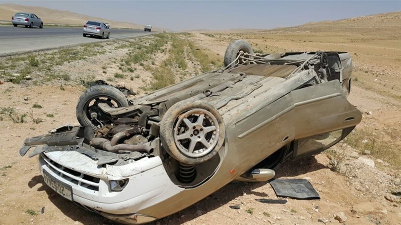 حادث انقلاب سيارة