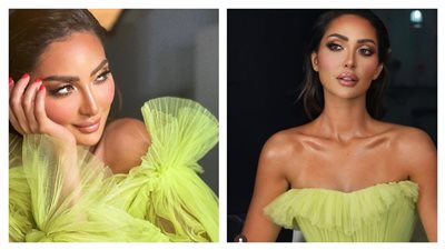 نور الغندور في إطلالة مثيرة بفستان أخضر مكشوف (صور)