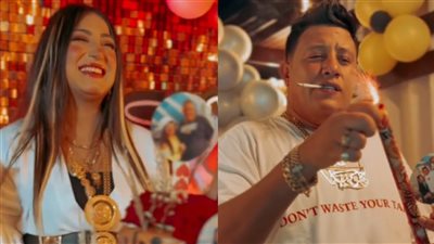 بالشماريخ.. حمو بيكا يحتفل بعيد زواجه ويوجه رسالة رومانسية (صور)