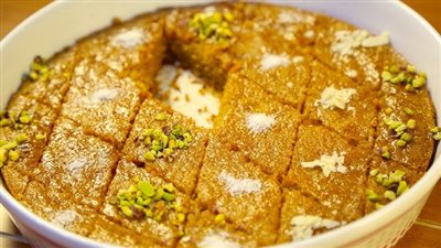 طريقة عمل بسبوسة السينابون بخطوات سهلة 