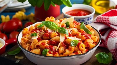 طريقة عمل المكرونة بالصويا صوص والخضار